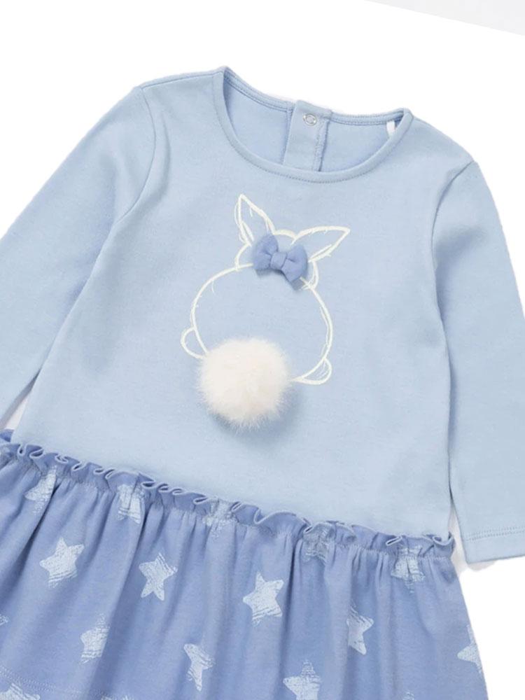 Artie - Bunny Bobble - Girls Blue Dress with Super Cute Bunny Design & Furry Tail - Stylemykid.com