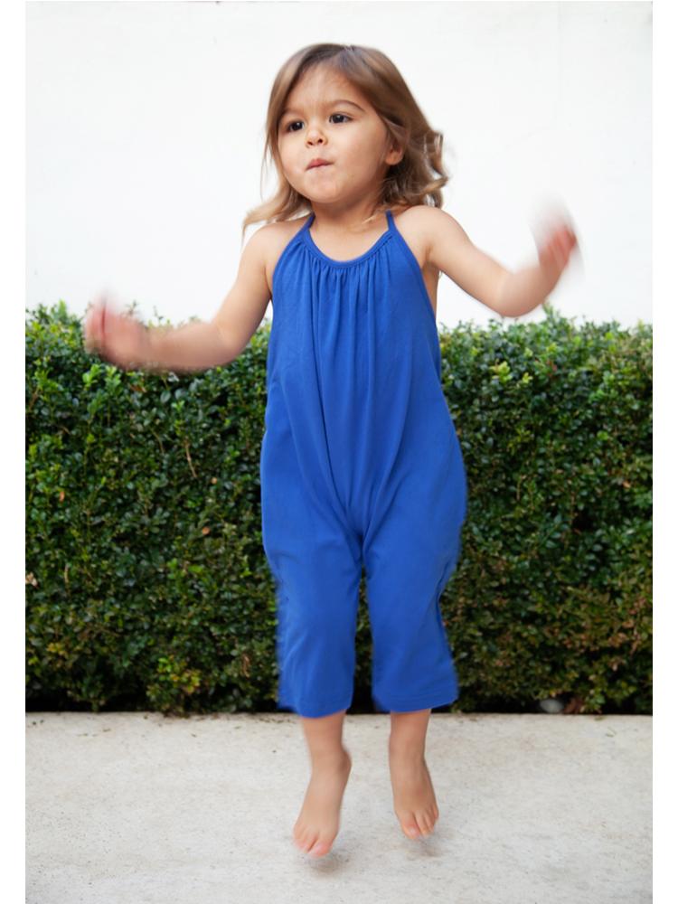 Deep Blue Halterneck Girls Sleeveless Playsuit with Pockets 4 to 5 years - Stylemykid.com