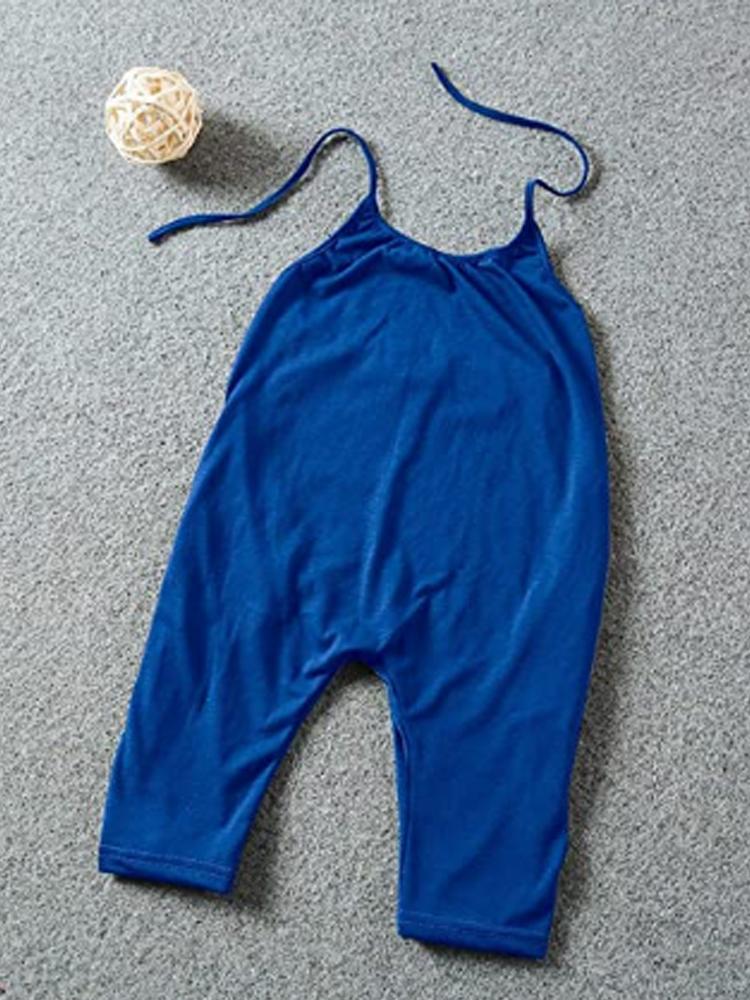 Deep Blue Halterneck Girls Sleeveless Playsuit with Pockets 4 to 5 years - Stylemykid.com