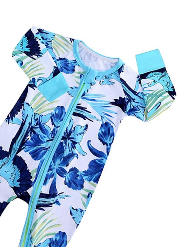 Blue Jungle Zip Sleepsuit with Hand & Feet Cuffs - Stylemykid.com