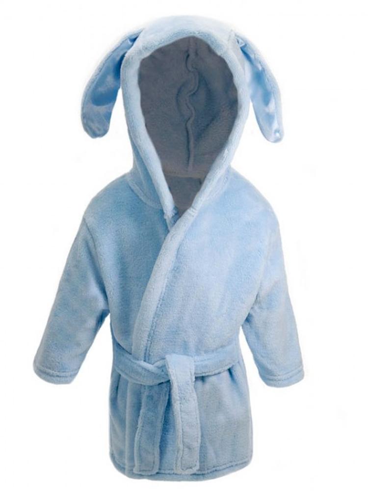 Blue Bunny Ears Childrens Hooded Dressing Gown - 6 Months to 18 Months - Stylemykid.com