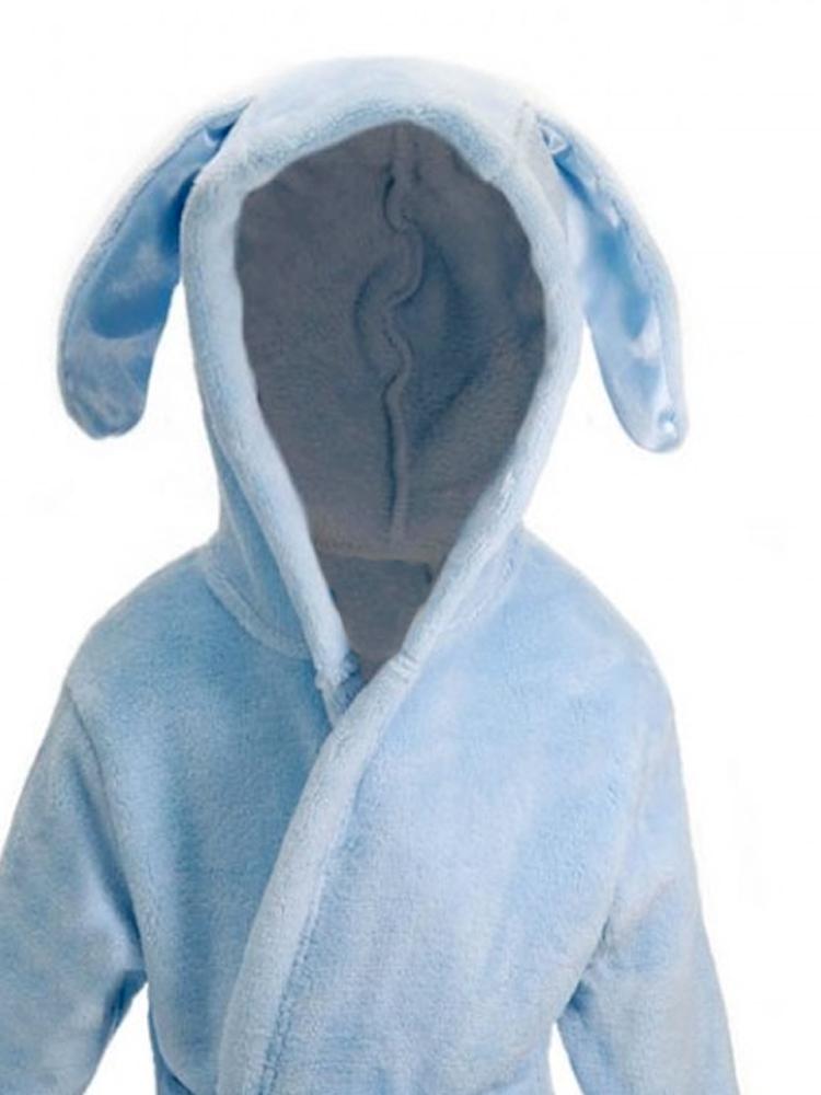 Blue Bunny Ears Childrens Hooded Dressing Gown - 6 Months to 18 Months - Stylemykid.com