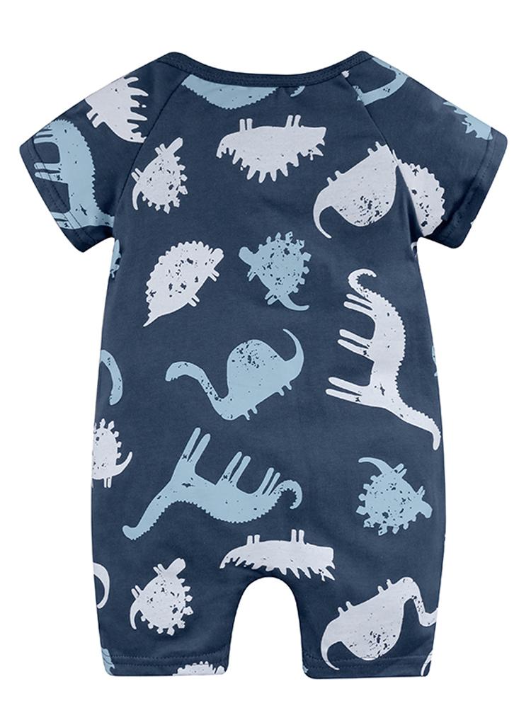 Dinosaur Dark Blue Baby Zip Sleepsuit Romper - SHORT SLEEVED - Stylemykid.com