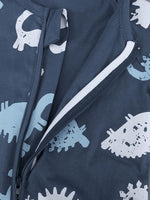 Dinosaur Dark Blue Baby Zip Sleepsuit Romper - SHORT SLEEVED - Stylemykid.com