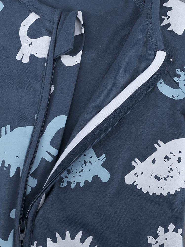 Dinosaur Dark Blue Baby Zip Sleepsuit Romper - SHORT SLEEVED - Stylemykid.com