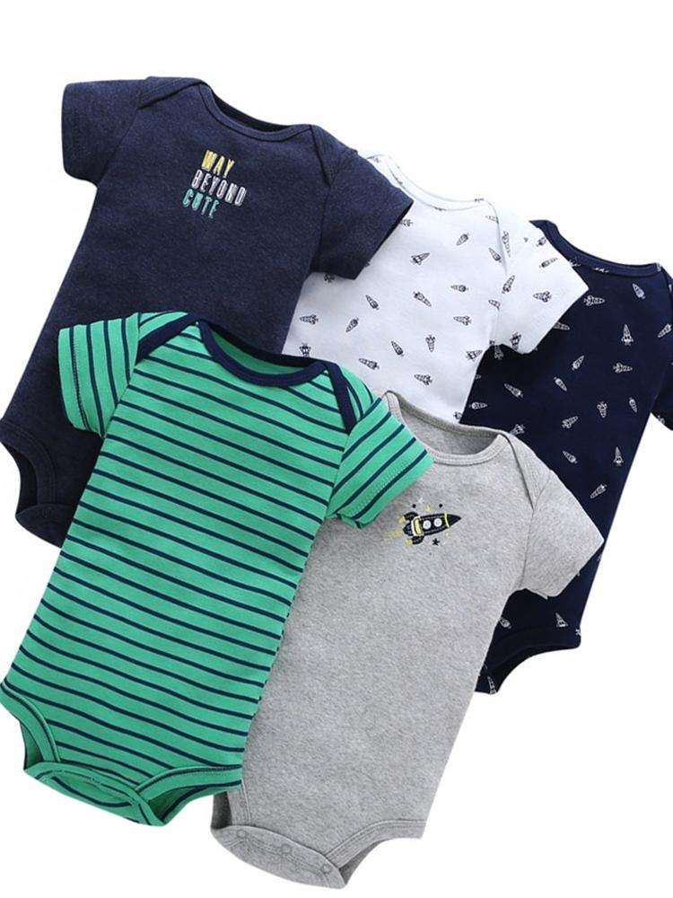 Boys 5 Sleepsuit Pack 100% Cotton - Space Rocket - Stylemykid.com