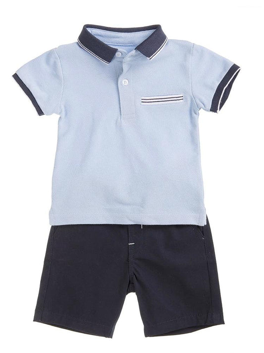 Babybol - Boys Blue Polo Shirt and Shorts Outfit (5-6Y) - Stylemykid.com