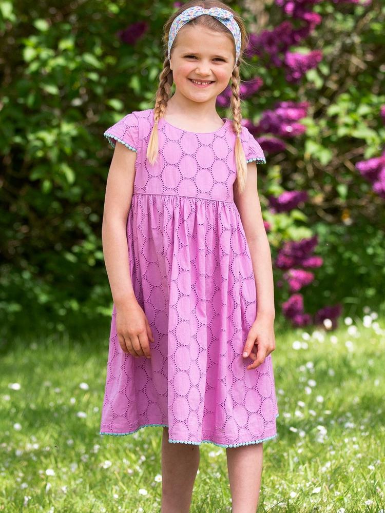 KITE Organic - Girls Violet Broderie Anglaise Dress - 3 to 5 Years - Stylemykid.com
