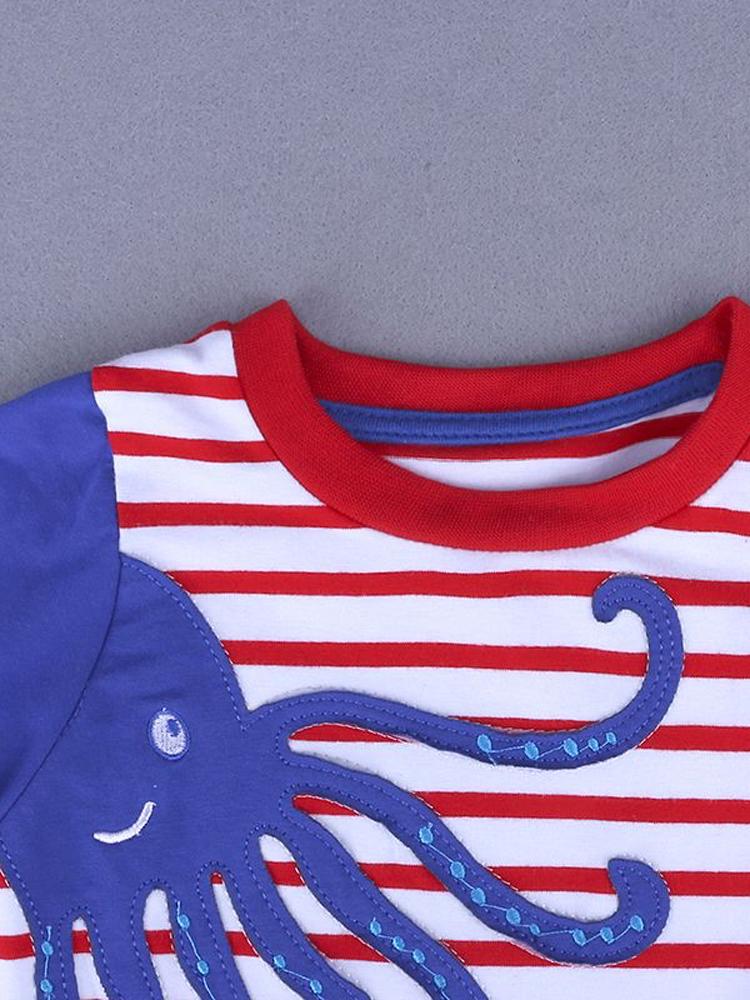 Boys Octopus Striped T-Shirt - 12 to 18 months - Stylemykid.com
