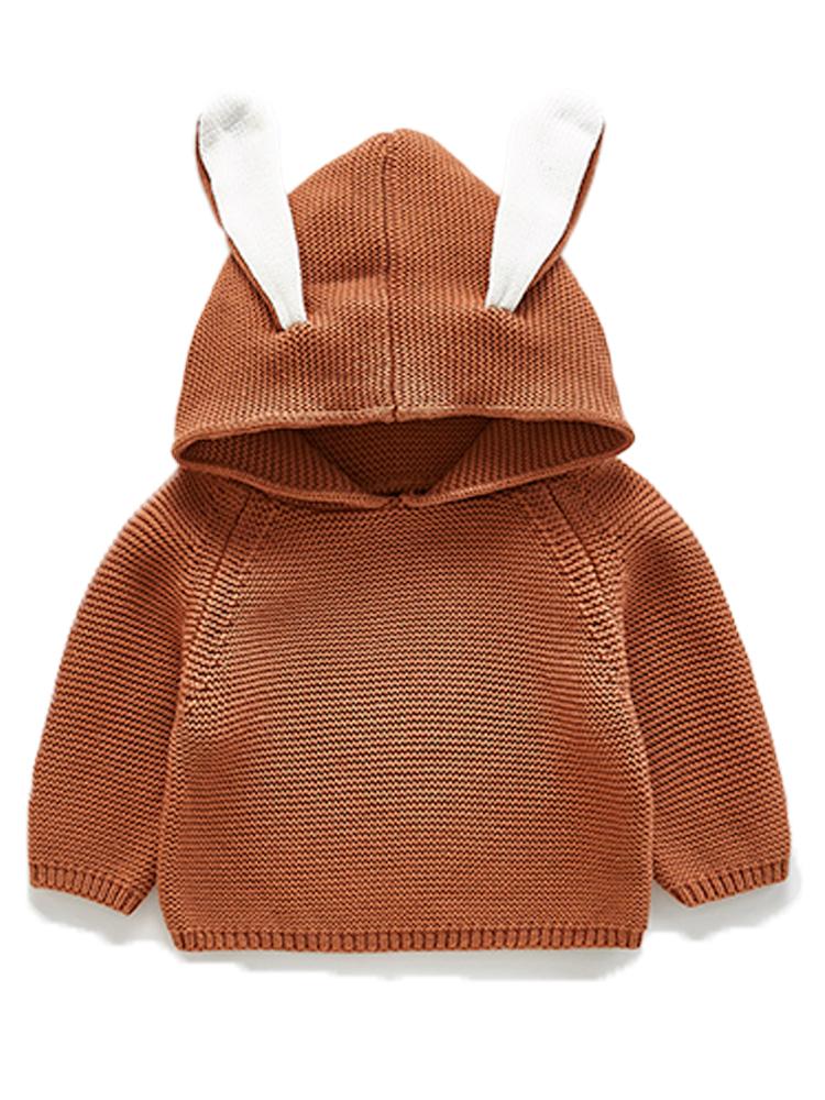 Bunny Boo! Bunny Ears Caramel Baby Hooded Jumper - Stylemykid.com