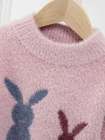 Girls Angora Fluffy Bunnies Jumper - Pink with faux fur bunny tail - Stylemykid.com