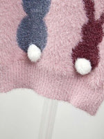 Girls Angora Fluffy Bunnies Jumper - Pink with faux fur bunny tail - Stylemykid.com