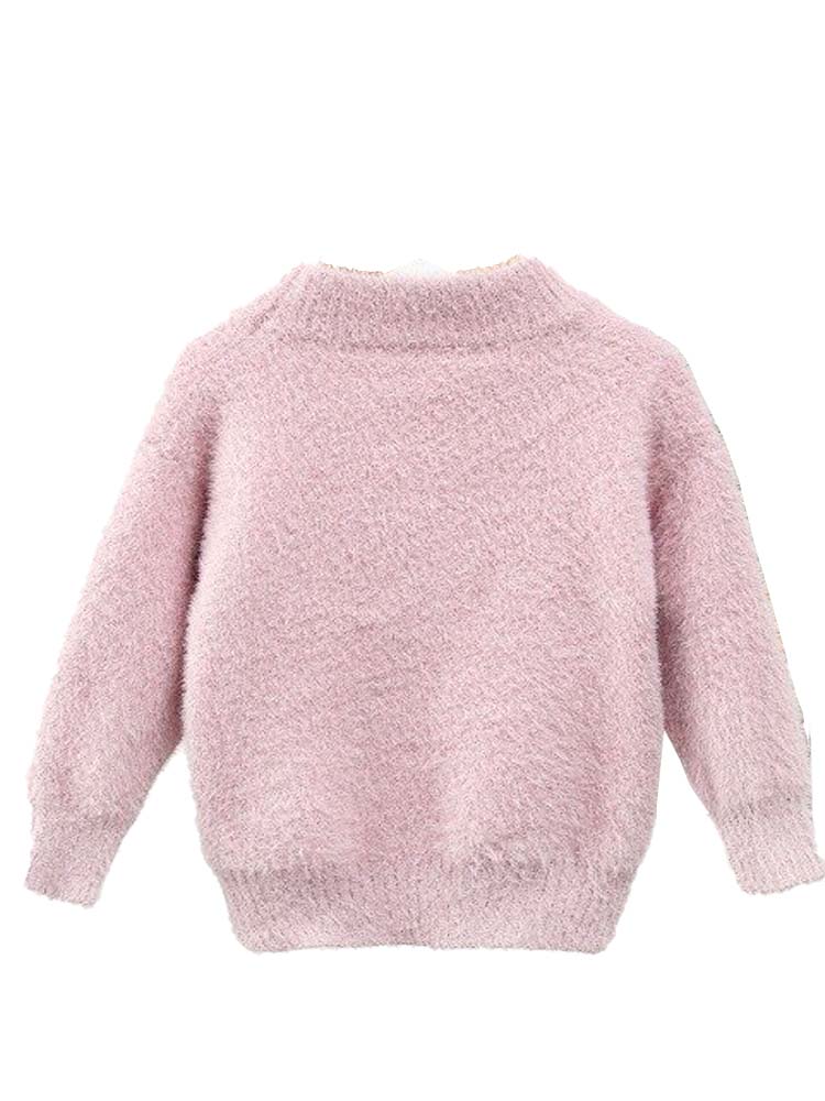Girls Angora Fluffy Bunnies Jumper - Pink with faux fur bunny tail - Stylemykid.com