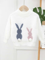 Girls Angora Fluffy Bunnies Jumper - Pink with faux fur bunny tail - Stylemykid.com
