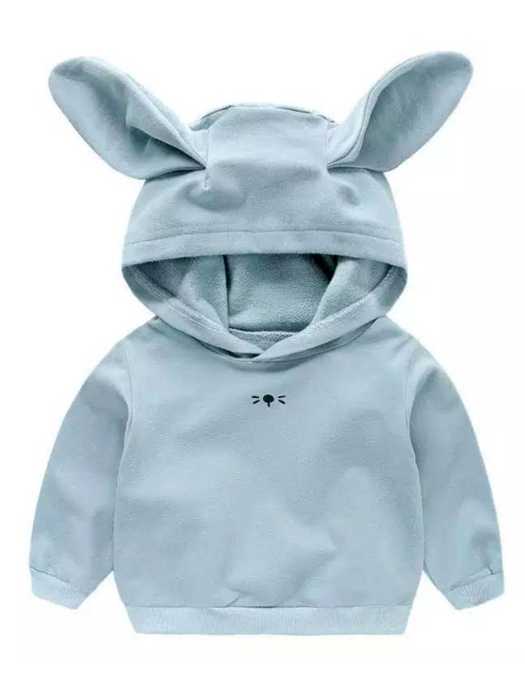 Bunny Ears Blue Hoodie - Baby and Toddler Sweatshirt with Ears - 6m to 3Y - Stylemykid.com