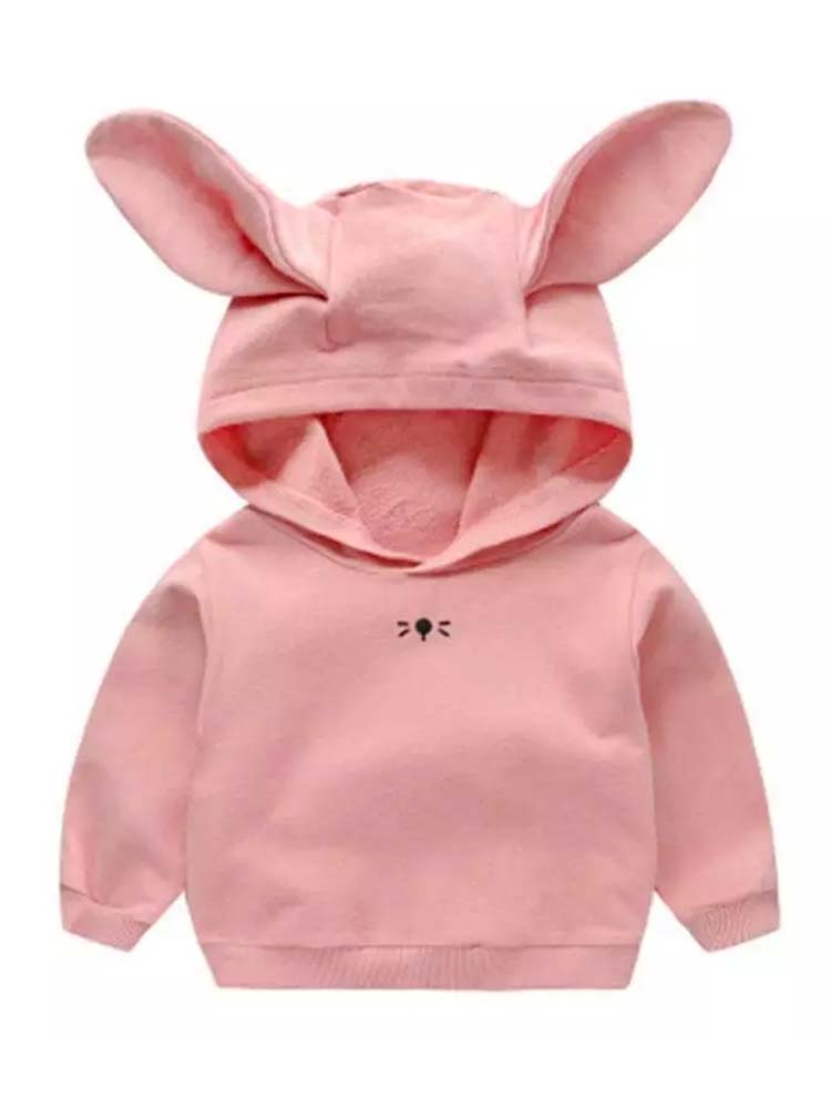 Bunny Ears Pink Hoodie - Baby and Toddler Sweatshirt with Ears - 6 months to 3 years - Stylemykid.com