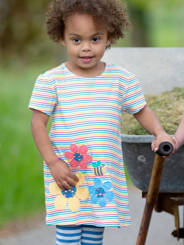KITE Organic - Busy Bee Multicoloured Striped Dress 3 to 6 months - Stylemykid.com