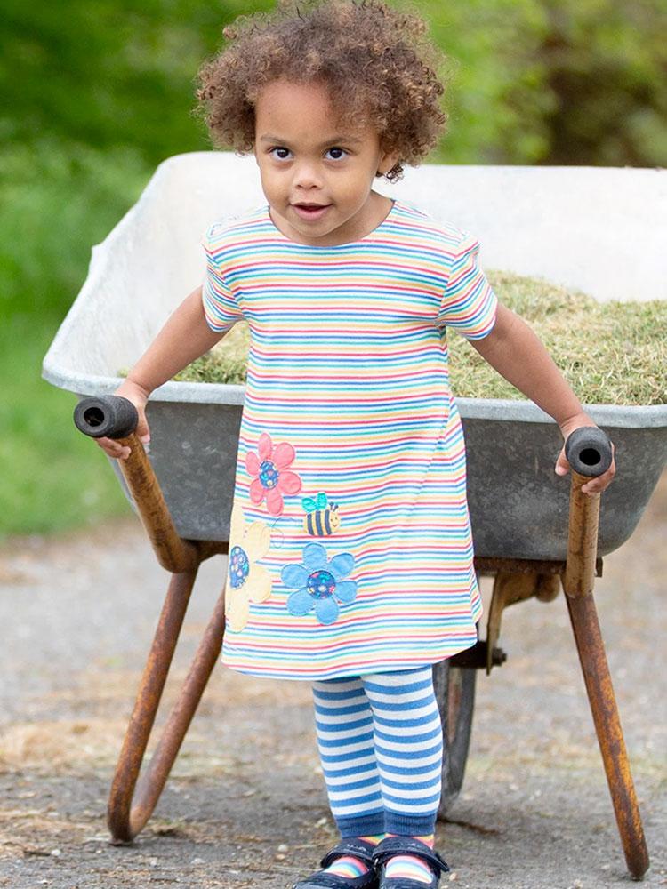 KITE Organic - Busy Bee Multicoloured Striped Dress 3 to 6 months - Stylemykid.com