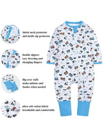 Busy Vehicles White Baby Zip Sleepsuit with Hand & Feet Cuffs - Stylemykid.com