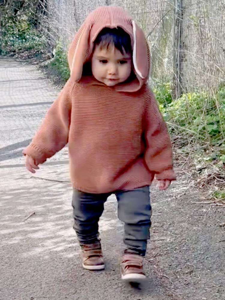 Bunny Boo! Bunny Ears Caramel Baby Hooded Jumper - Stylemykid.com