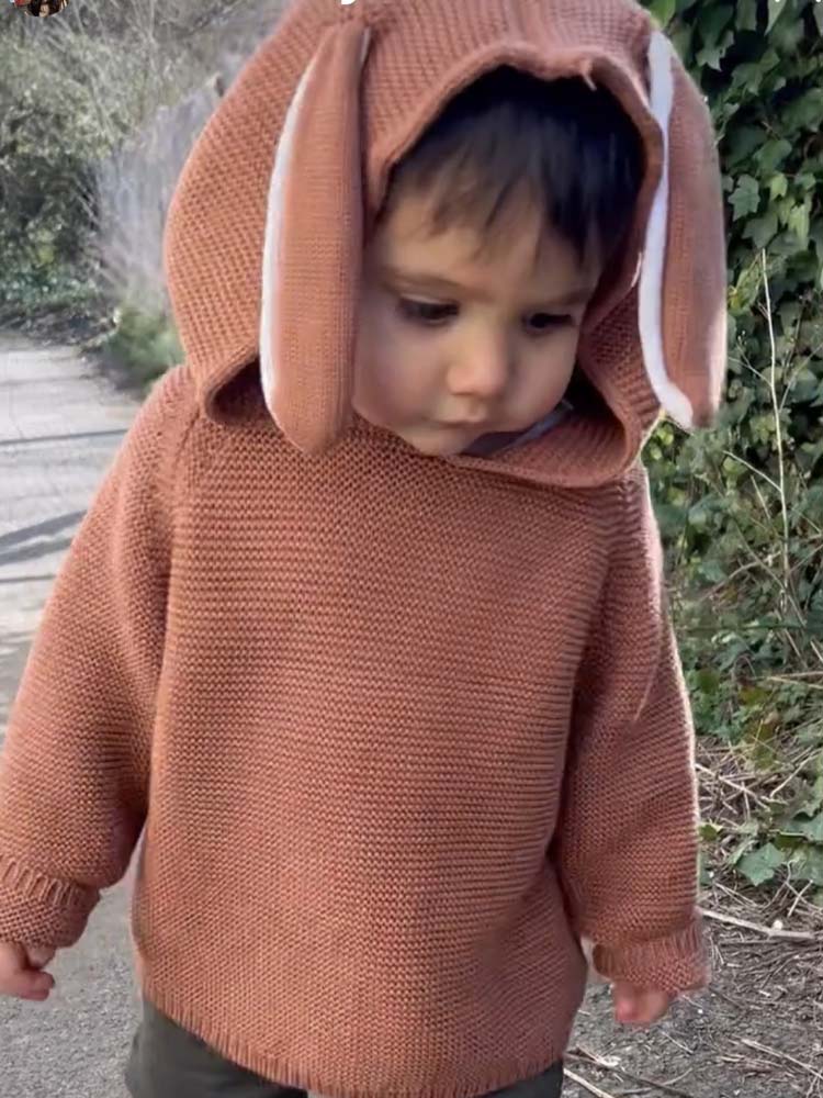 Bunny Boo! Bunny Ears Caramel Baby Hooded Jumper - Stylemykid.com