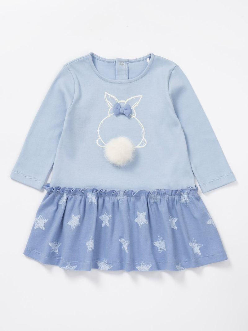 Artie - Bunny Bobble - Girls Blue Dress with Super Cute Bunny Design & Furry Tail - Stylemykid.com