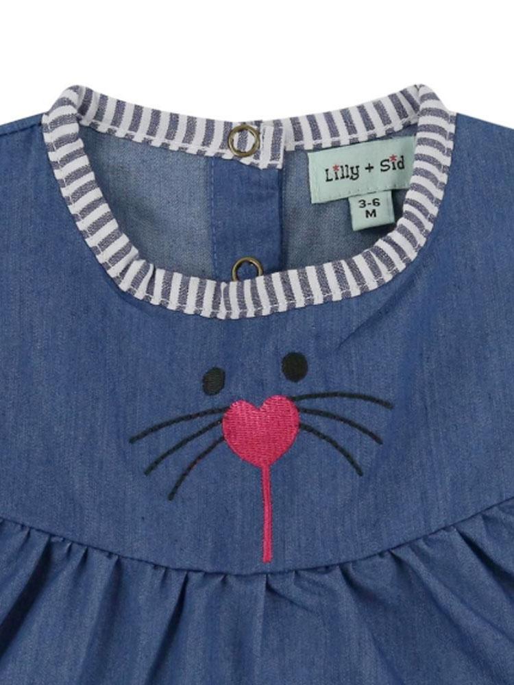 Lilly & Sid Organic - Blue and Pink New Baby Chambray Dress 0-3 months - Stylemykid.com