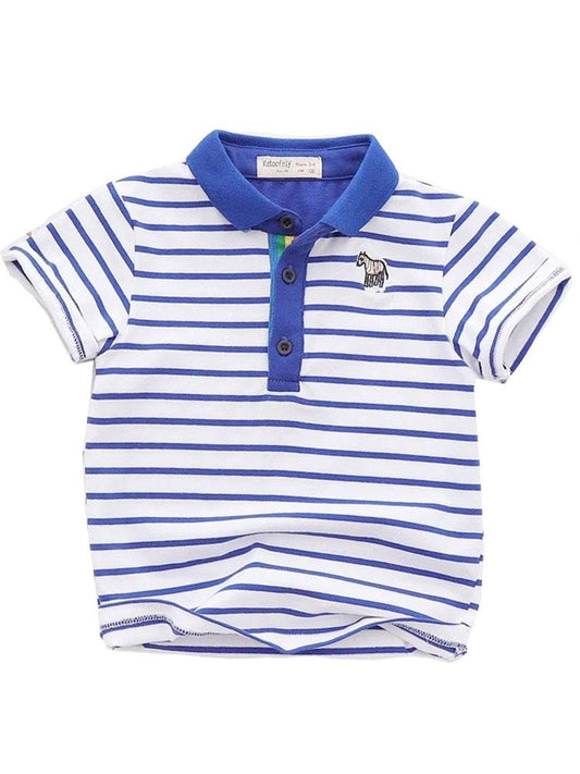 Classic Breton Boys Polo Shirt - Royal Blue and White 4 to 6 years - Stylemykid.com