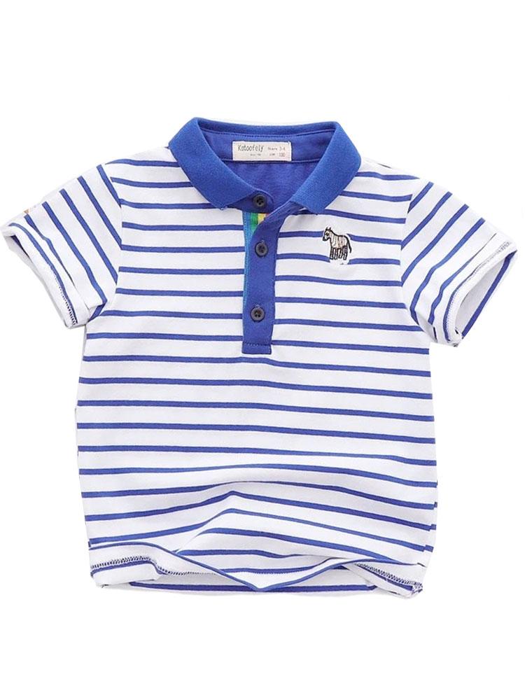 Classic Breton Boys Polo Shirt - Royal Blue and White 4 to 6 years - Stylemykid.com