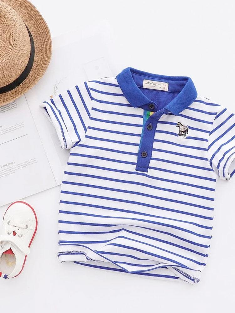 Classic Breton Boys Polo Shirt - Royal Blue and White 4 to 6 years - Stylemykid.com