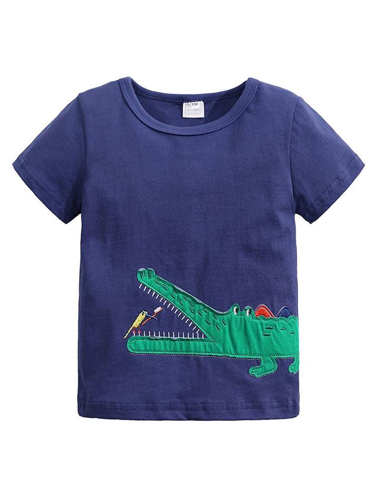 Clean Toothed Crocodile Short Sleeve T-Shirt - Dark Blue - Stylemykid.com