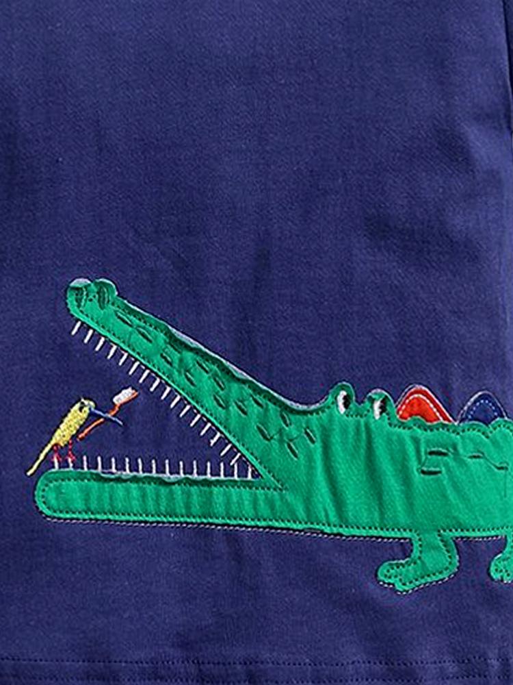 Clean Toothed Crocodile Short Sleeve T-Shirt - Dark Blue - Stylemykid.com