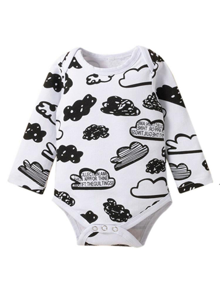Clouds Baby Bodysuit, White Pants & Knotted Hat 3 Piece Outfit - Black & White 9 to 12 months - Stylemykid.com