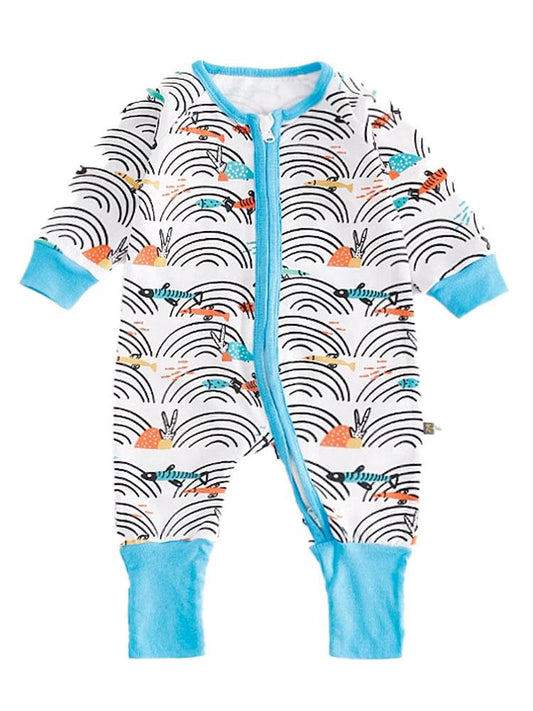 Coral Reef - Multicoloured and Light Blue Sleepsuit Onesie with Double Zipper and Cuffs 9 to 12months - Stylemykid.com