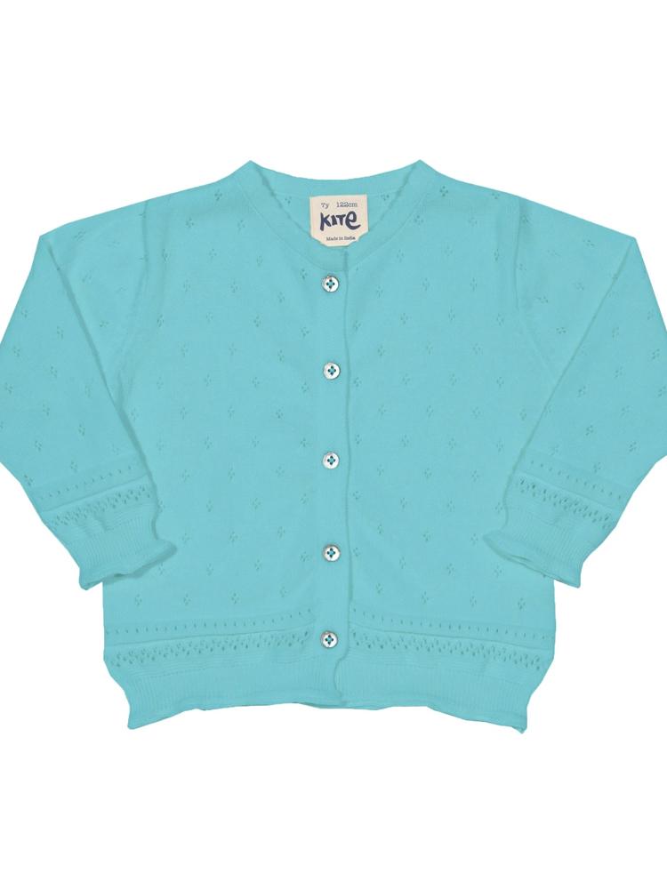 KITE Organic - Aqua Blue Cove Girls Cardigan - 3 to 4 Years - Stylemykid.com