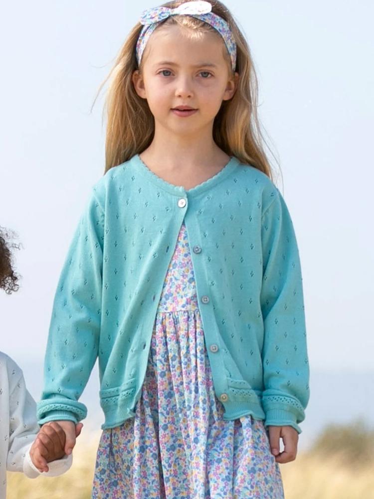 KITE Organic - Aqua Blue Cove Girls Cardigan - 3 to 4 Years - Stylemykid.com