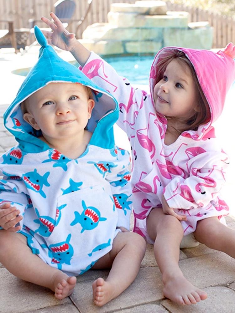 Zoocchini - Terry Bath & Swim Cover up with Character 3D Hood - Sherman the Shark - Stylemykid.com