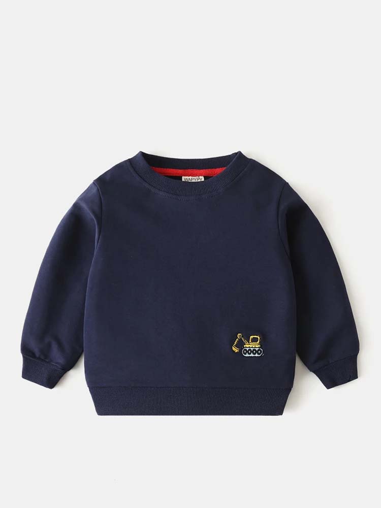 Boys Digger Sweatshirt - Navy Blue - Stylemykid.com