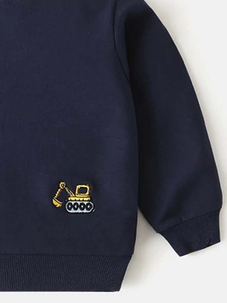 Boys Digger Sweatshirt - Navy Blue - Stylemykid.com