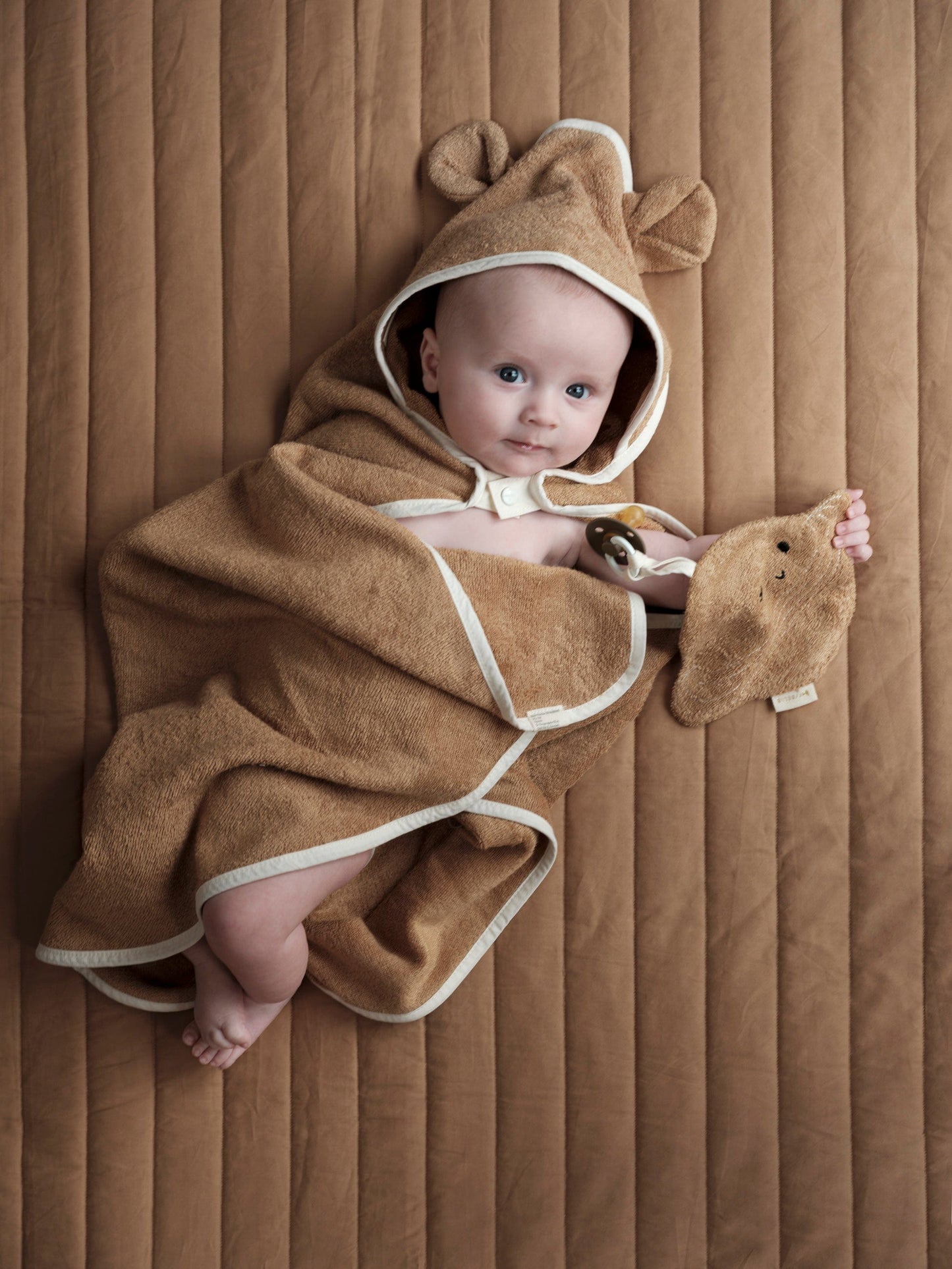 Bear Bamboo Hooded Towel For Kids By Fabelab Caramel