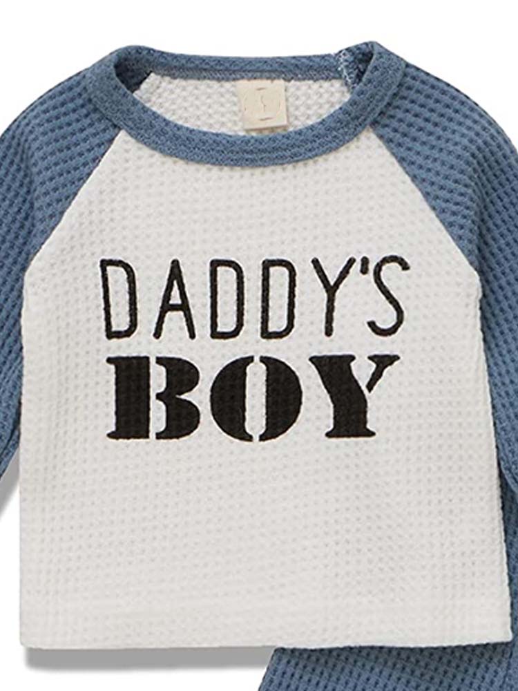 Baby Boys 'Daddy's Boy' Blue & White Top & Trousers - 2 Piece Outfit - 3-18Months - Stylemykid.com