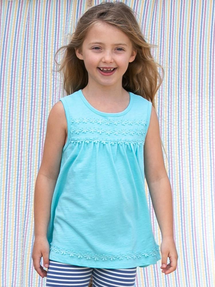 KITE Organic - Aqua Blue Daisy Tunic Style Girls Top - 2 to 4 years - Stylemykid.com