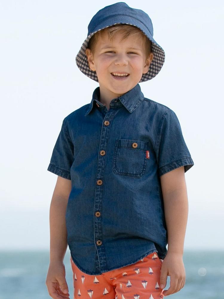 KITE Organic - Boys Blue Denim Short Sleeved Shirt - 5 to 6 years - Stylemykid.com