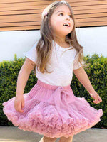 Layered Tutu Party Skirt with Bow Detail - Blush Pink 0 TO 2 YEARS - Stylemykid.com