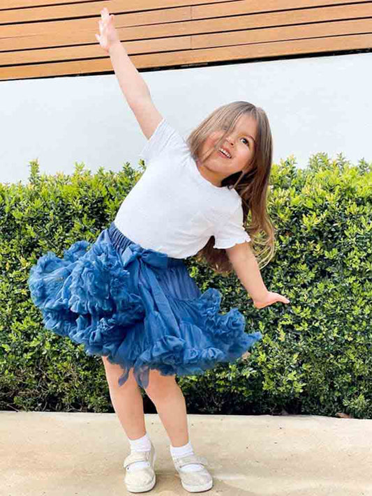 Layered Tutu Party Skirt with Bow Detail - Dark Blue 0 to 5 years - Stylemykid.com
