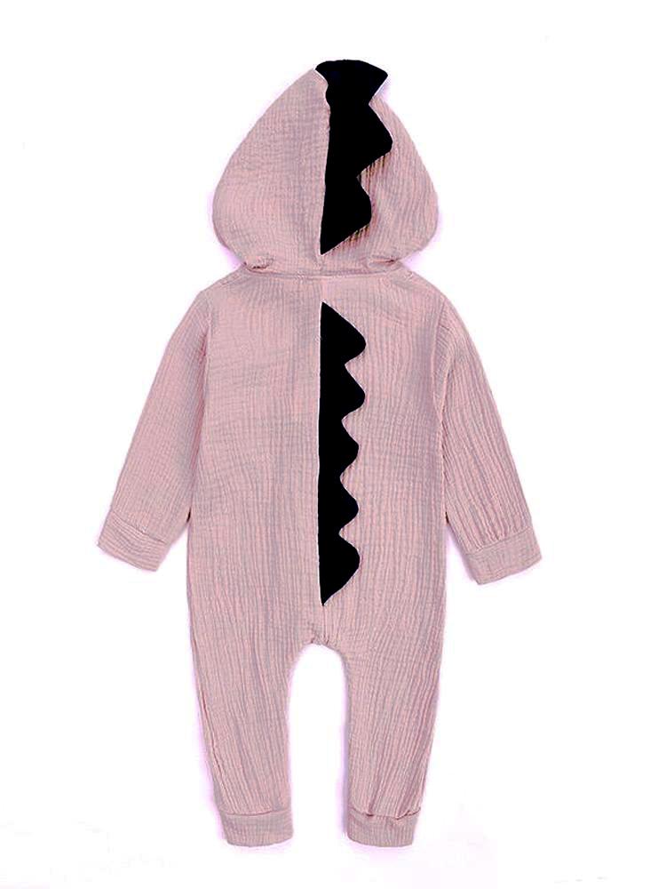 Dinky Dinosaur Diva Pink Hooded Onesie with Spikes Effect - Mauve - Stylemykid.com