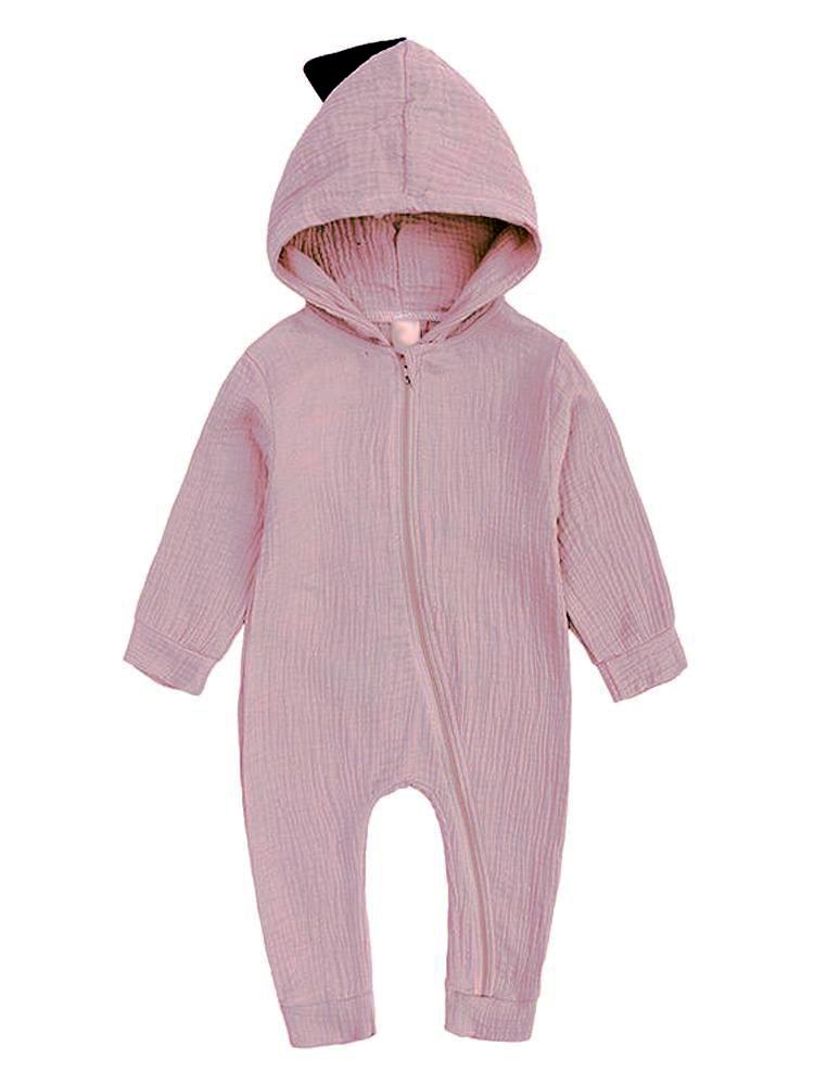 Dinky Dinosaur Diva Pink Hooded Onesie with Spikes Effect - Mauve - Stylemykid.com