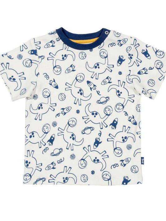 KITE Organic - Dino-Sphere T-shirt in Cream & Navy - 3 to 18 months - Stylemykid.com