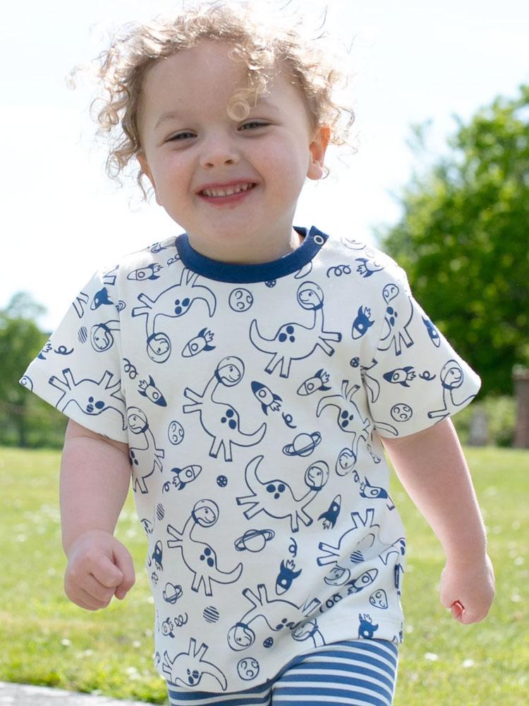 KITE Organic - Dino-Sphere T-shirt in Cream & Navy - 3 to 18 months - Stylemykid.com