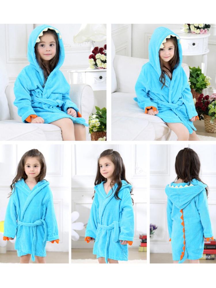 Turquoise Blue Dinosaur Hooded Dressing Gown with Spikes & Tail - Stylemykid.com